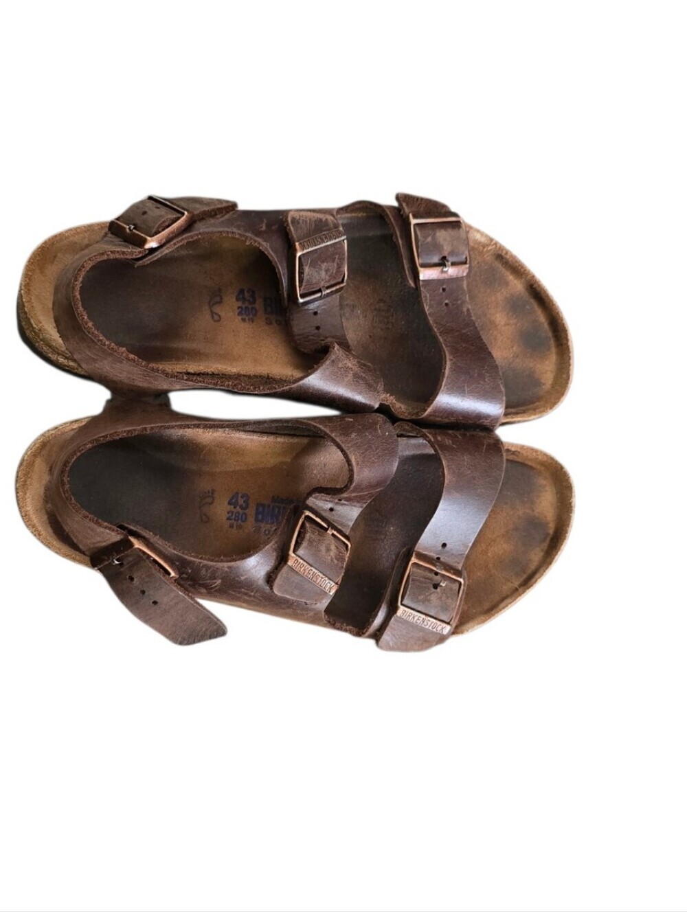 Birkenstock Milano Oil Rubbed Brown Leather Ankle Strap Size 43/10 Men's - Picture 2 of 6